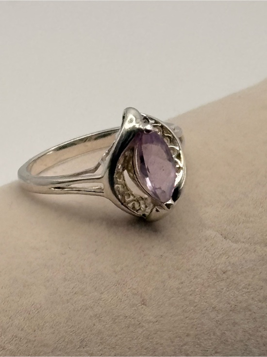 Avon Jewelry - Avon 925 Sterling Silver Marquise Amethyst CZ Ring Size 9 Purple